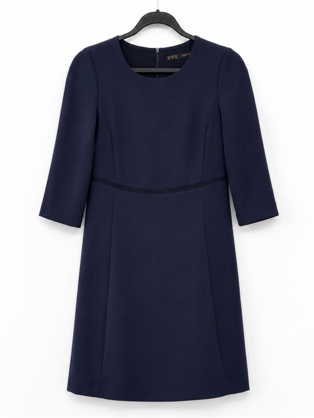 Zara Navy Shift Dress with Three-Quarter Sleeves
